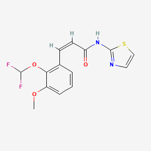 molecular formula C14H12F2N2O3S B7683256 (Z)-3-[2-(difluoromethoxy)-3-methoxyphenyl]-N-(1,3-thiazol-2-yl)prop-2-enamide 