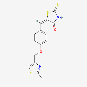 molecular formula C15H12N2O2S3 B7683286 (5E)-5-[[4-[(2-methyl-1,3-thiazol-4-yl)methoxy]phenyl]methylidene]-2-sulfanylidene-1,3-thiazolidin-4-one 