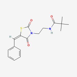N-[2-[(5E)-5-benzylidene-2,4-dioxo-1,3-thiazolidin-3-yl]ethyl]-2,2-dimethylpropanamide