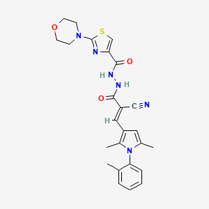 molecular formula C25H26N6O3S B7683317 N'-(2-cyano-2-{[2,5-dimethyl-1-(2-methylphenyl)-1H-pyrrol-3-yl]methylidene}acetyl)-2-(morpholin-4-yl)-1,3-thiazole-4-carbohydrazide 