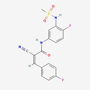 molecular formula C17H13F2N3O3S B7683330 2-cyano-N-(4-fluoro-3-methanesulfonamidophenyl)-3-(4-fluorophenyl)prop-2-enamide 