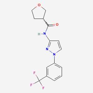 molecular formula C15H14F3N3O2 B7683345 (3R)-N-[1-[3-(trifluoromethyl)phenyl]pyrazol-3-yl]oxolane-3-carboxamide 