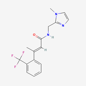 molecular formula C16H16F3N3O B7683366 (E)-N-[(1-methylimidazol-2-yl)methyl]-3-[2-(trifluoromethyl)phenyl]but-2-enamide 