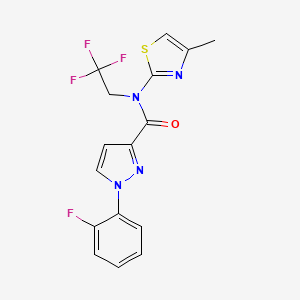 molecular formula C16H12F4N4OS B7683405 1-(2-fluorophenyl)-N-(4-methyl-1,3-thiazol-2-yl)-N-(2,2,2-trifluoroethyl)pyrazole-3-carboxamide 