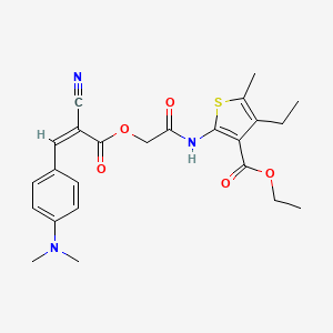 ethyl 2-[[2-[(Z)-2-cyano-3-[4-(dimethylamino)phenyl]prop-2-enoyl]oxyacetyl]amino]-4-ethyl-5-methylthiophene-3-carboxylate
