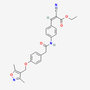 ethyl (Z)-2-cyano-3-[4-[[2-[4-[(3,5-dimethyl-1,2-oxazol-4-yl)methoxy]phenyl]acetyl]amino]phenyl]prop-2-enoate