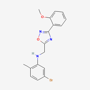 molecular formula C17H16BrN3O2 B7683422 5-bromo-N-[[3-(2-methoxyphenyl)-1,2,4-oxadiazol-5-yl]methyl]-2-methylaniline 