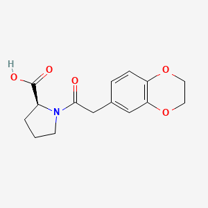 molecular formula C15H17NO5 B7683441 (2S)-1-[2-(2,3-dihydro-1,4-benzodioxin-6-yl)acetyl]pyrrolidine-2-carboxylic acid 