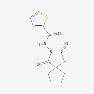 molecular formula C13H14N2O3S B7683474 N-(1,3-dioxo-2-azaspiro[4.4]nonan-2-yl)thiophene-2-carboxamide 