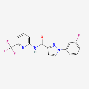 molecular formula C16H10F4N4O B7683484 1-(3-fluorophenyl)-N-[6-(trifluoromethyl)pyridin-2-yl]pyrazole-3-carboxamide 