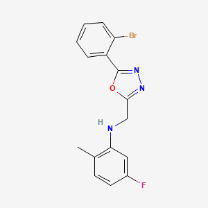 molecular formula C16H13BrFN3O B7683501 N-[[5-(2-bromophenyl)-1,3,4-oxadiazol-2-yl]methyl]-5-fluoro-2-methylaniline 