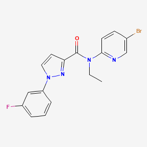 molecular formula C17H14BrFN4O B7683506 N-(5-bromopyridin-2-yl)-N-ethyl-1-(3-fluorophenyl)pyrazole-3-carboxamide 