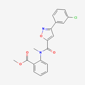 molecular formula C19H15ClN2O4 B7683535 Methyl 2-[[3-(3-chlorophenyl)-1,2-oxazole-5-carbonyl]-methylamino]benzoate 