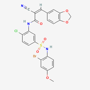 molecular formula C24H17BrClN3O6S B7683556 (Z)-3-(1,3-benzodioxol-5-yl)-N-[5-[(2-bromo-4-methoxyphenyl)sulfamoyl]-2-chlorophenyl]-2-cyanoprop-2-enamide 