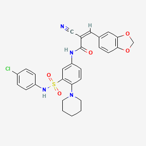 (Z)-3-(1,3-benzodioxol-5-yl)-N-[3-[(4-chlorophenyl)sulfamoyl]-4-piperidin-1-ylphenyl]-2-cyanoprop-2-enamide