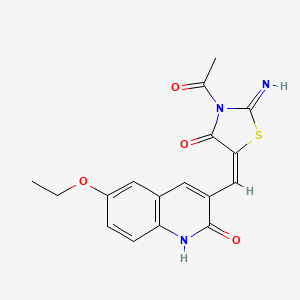 molecular formula C17H15N3O4S B7683583 (E)-3-acetyl-5-((6-ethoxy-2-hydroxyquinolin-3-yl)methylene)-2-iminothiazolidin-4-one 
