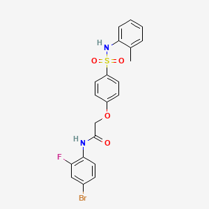 molecular formula C21H18BrFN2O4S B7683595 N-(4-bromo-2-fluorophenyl)-2-(4-(N-(o-tolyl)sulfamoyl)phenoxy)acetamide 