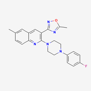 molecular formula C23H22FN5O B7683609 3-(2-(4-(4-fluorophenyl)piperazin-1-yl)-6-methylquinolin-3-yl)-5-methyl-1,2,4-oxadiazole 
