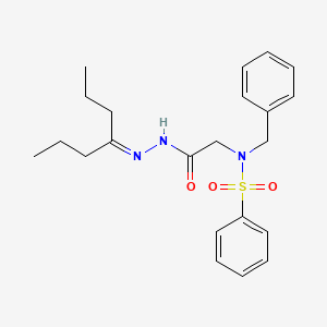 molecular formula C22H29N3O3S B7683610 N-benzyl-N-(2-(2-(heptan-4-ylidene)hydrazinyl)-2-oxoethyl)benzenesulfonamide 