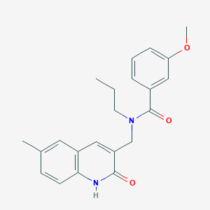 molecular formula C22H24N2O3 B7683645 N-((2-hydroxy-6-methylquinolin-3-yl)methyl)-3-methoxy-N-propylbenzamide 