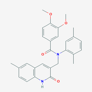 N-(2,5-dimethylphenyl)-N-((2-hydroxy-6-methylquinolin-3-yl)methyl)-3,4-dimethoxybenzamide