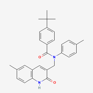 4-(tert-butyl)-N-((2-hydroxy-6-methylquinolin-3-yl)methyl)-N-(p-tolyl)benzamide