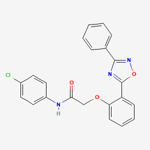 molecular formula C22H16ClN3O3 B7683677 N-(4-chlorophenyl)-2-(2-(3-phenyl-1,2,4-oxadiazol-5-yl)phenoxy)acetamide 