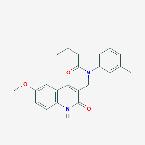 molecular formula C23H26N2O3 B7683692 N-((2-hydroxy-6-methoxyquinolin-3-yl)methyl)-3-methyl-N-(m-tolyl)butanamide 