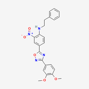 molecular formula C24H22N4O5 B7683729 4-(3-(3,4-dimethoxyphenyl)-1,2,4-oxadiazol-5-yl)-2-nitro-N-phenethylaniline 
