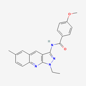 molecular formula C21H20N4O2 B7683736 N-(1-ethyl-6-methyl-1H-pyrazolo[3,4-b]quinolin-3-yl)-4-methoxybenzamide 
