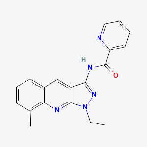 molecular formula C19H17N5O B7683767 N-(1-ethyl-8-methyl-1H-pyrazolo[3,4-b]quinolin-3-yl)picolinamide 