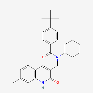 molecular formula C28H34N2O2 B7683857 4-(tert-butyl)-N-cyclohexyl-N-((2-hydroxy-7-methylquinolin-3-yl)methyl)benzamide 