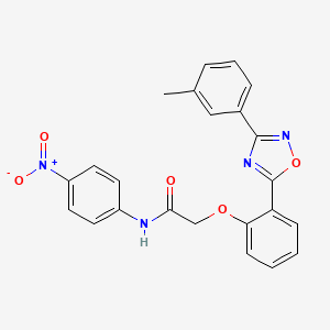 molecular formula C23H18N4O5 B7683862 N-(4-nitrophenyl)-2-(2-(3-(m-tolyl)-1,2,4-oxadiazol-5-yl)phenoxy)acetamide 