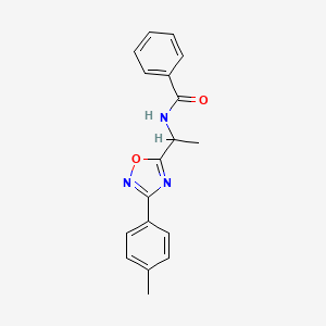 molecular formula C18H17N3O2 B7683902 N-(1-(3-(p-tolyl)-1,2,4-oxadiazol-5-yl)ethyl)benzamide 
