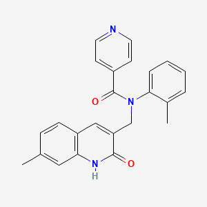 molecular formula C24H21N3O2 B7683952 N-((2-hydroxy-7-methylquinolin-3-yl)methyl)-N-(o-tolyl)isonicotinamide 