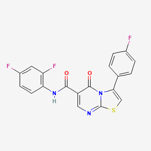 molecular formula C19H10F3N3O2S B7683956 N-(3-bromophenyl)-3-(4-fluorophenyl)-5-oxo-5H-[1,3]thiazolo[3,2-a]pyrimidine-6-carboxamide 
