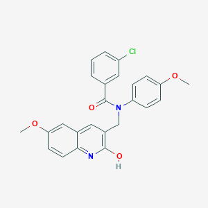 3-chloro-N-((2-hydroxy-6-methoxyquinolin-3-yl)methyl)-N-(4-methoxyphenyl)benzamide