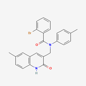 molecular formula C25H21BrN2O2 B7684152 2-bromo-N-((2-hydroxy-6-methylquinolin-3-yl)methyl)-N-(p-tolyl)benzamide 
