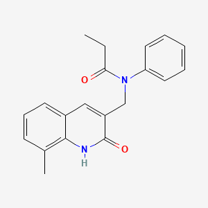 molecular formula C20H20N2O2 B7684163 N-((2-hydroxy-8-methylquinolin-3-yl)methyl)-N-phenylpropionamide 