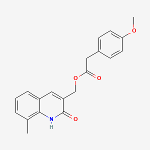 molecular formula C20H19NO4 B7684166 (2-hydroxy-8-methylquinolin-3-yl)methyl 2-(4-methoxyphenyl)acetate 