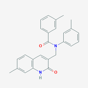 molecular formula C26H24N2O2 B7684176 N-((2-hydroxy-7-methylquinolin-3-yl)methyl)-3-methyl-N-(m-tolyl)benzamide 