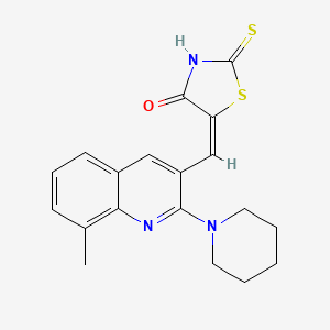 (E)-5-((8-methyl-2-(piperidin-1-yl)quinolin-3-yl)methylene)-2-thioxothiazolidin-4-one