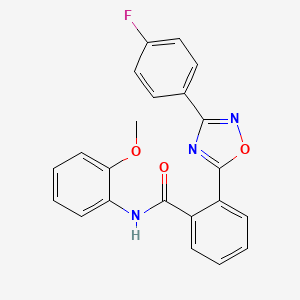 molecular formula C22H16FN3O3 B7684206 2-(3-(4-fluorophenyl)-1,2,4-oxadiazol-5-yl)-N-(2-methoxyphenyl)benzamide 