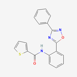 molecular formula C19H13N3O2S B7684213 N-(2-(3-phenyl-1,2,4-oxadiazol-5-yl)phenyl)thiophene-2-carboxamide 
