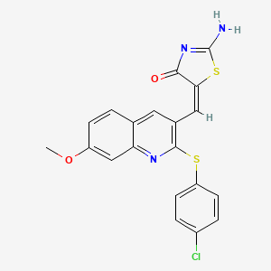 (E)-5-((2-((4-chlorophenyl)thio)-7-methoxyquinolin-3-yl)methylene)-2-iminothiazolidin-4-one