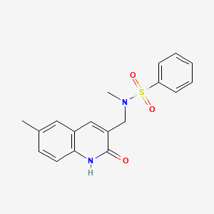 molecular formula C18H18N2O3S B7684267 N-((2-hydroxy-6-methylquinolin-3-yl)methyl)-N-methylbenzenesulfonamide 