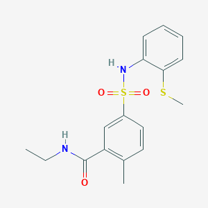 molecular formula C17H20N2O3S2 B7684276 N-ethyl-2-methyl-5-{[2-(methylsulfanyl)phenyl]sulfamoyl}benzamide 