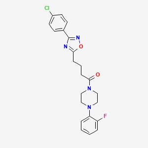 molecular formula C22H22ClFN4O2 B7684288 4-[3-(4-Chlorophenyl)-1,2,4-oxadiazol-5-yl]-1-[4-(2-fluorophenyl)piperazin-1-yl]butan-1-one 