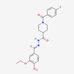 molecular formula C22H24FN3O4 B7684316 N'-[(E)-(3-ethoxy-4-hydroxyphenyl)methylidene]-1-[(4-fluorophenyl)carbonyl]piperidine-4-carbohydrazide 