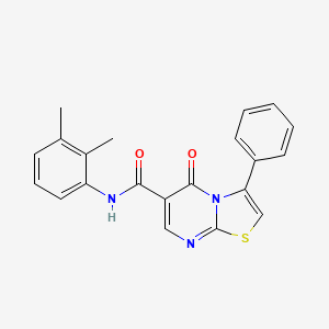 molecular formula C21H17N3O2S B7684334 5-oxo-3-phenyl-N-(2,4,6-trimethylphenyl)-5H-[1,3]thiazolo[3,2-a]pyrimidine-6-carboxamide 